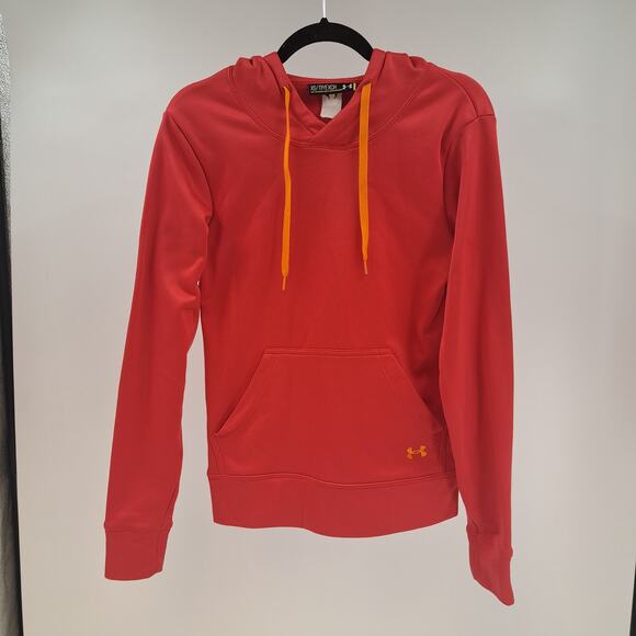 Under Armour Womens Hoodie XS Fleece Semi Fitted Sweatshirt Pullover Salmon Pink - Picture 1 of 6